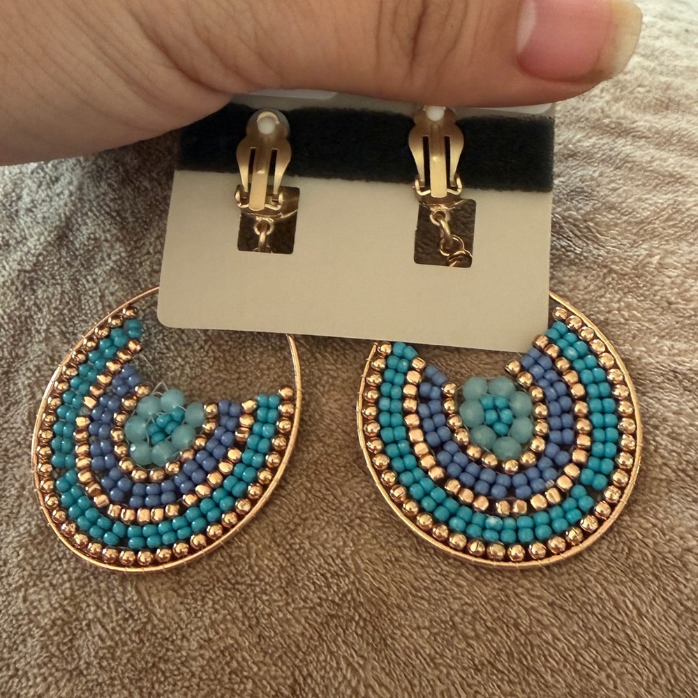 Chico's Gold and Turquoise Beaded Earrings - Picture 2 of 2